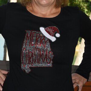 Alabama Christmas rhinestone bling long sleeved shirt XS S M L X…